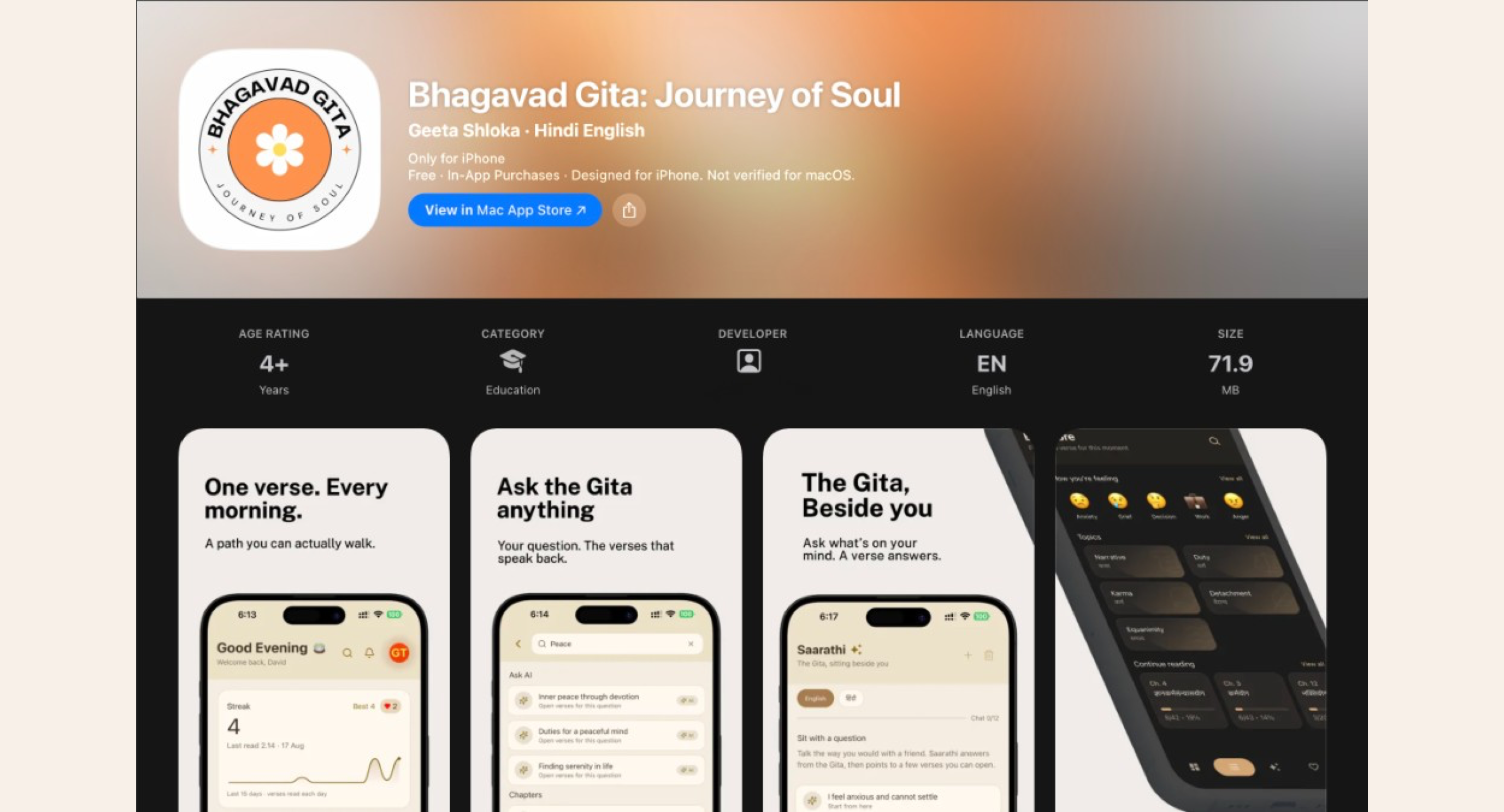 Bhagavad Gita: Journey of Soul — iPhone app by Vistara Technolabs